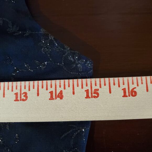 Vtg City Triangles 90s Floral Sparkle Asymmetrical Ruffle Dress Size M w/Scarf - Picture 13 of 16